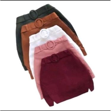 Imagem de Short Saia Feminina Fenda Lateral Bengaline com cinto - Amora mora , B