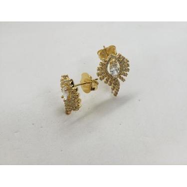 Imagem de Brinco folha em zircônia - Sol e mar semi-jóias 