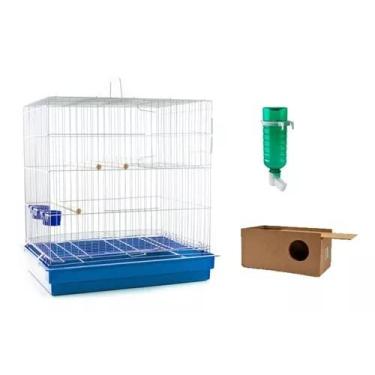 Imagem de Gaiola Criadeira para Calopsita Ring Neck com ninho e bebedouro Azul