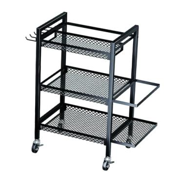 Imagem de oshhni Exercício Rack de armazenamento de tapete com rodas, 3 camadas, fácil mover equipamentos de fitness Organizador de ginástica doméstica para halteres