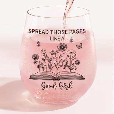 Imagem de TIAOFENGZHEN Taça de vinho de presente para amantes de livros atrevidos – Taça de vinho engraçada de 425 g para mulheres, presentes para amantes de livros, romance sombrio BookTok para ela