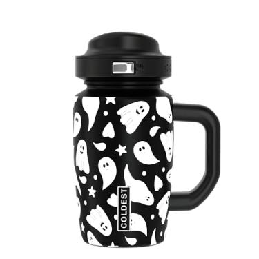 Imagem de Copo Coldest com alça e tampa de café - Copo 100% à prova de derramamento (3 tampas) - Copos isolados de aço inoxidável à prova de vazamento para mulheres e homens - Adequado para porta-copos - 425 g