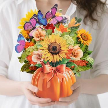 Imagem de Cartão pop-up 3D, cartão de buquê de flores 1:1 de 30 cm, 10 borboletas DIY, material 100% seguro e biodegradável, com cartão de nota/envelope/adesivo, melhor vale-presente / cartão comemorativo