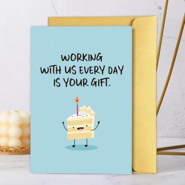 Imagem de Cartão de aniversário engraçado de colega de trabalho, cartão de aniversário para colega chefe, presentes de aniversário de escritório para amigos de trabalho, trabalhar conosco todos os dias é o seu