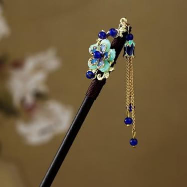 Imagem de Grampo de cabelo de madeira feito à mão feminino joias de cabelo garfo de cabelo festa coque de cabelo decorativo com pauzinhos de cabelo de borla (estilo 8)