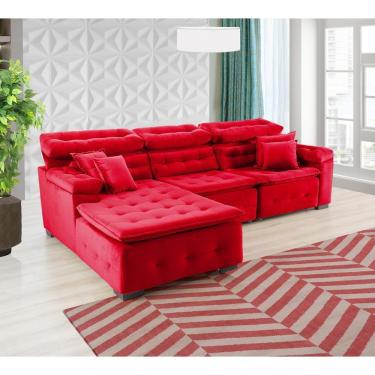 Imagem de Sofá Retrátil e Chaise Orlando 280x150 vermelho