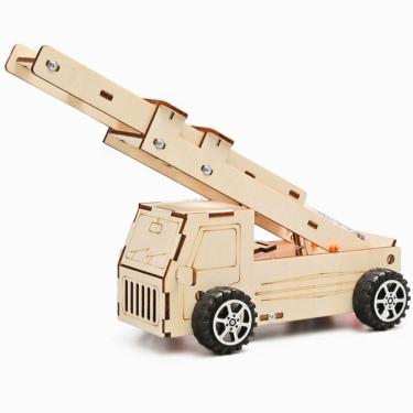 Imagem de Kit científico: caminhão de bombeiros DIY de madeira para crianças com mais de 8 anos