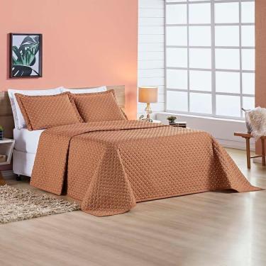 Imagem de Kit Cobre Leito Espanha Casal King 03 Peças Micropercal 200 Fios Matelado White Line - Terracota
