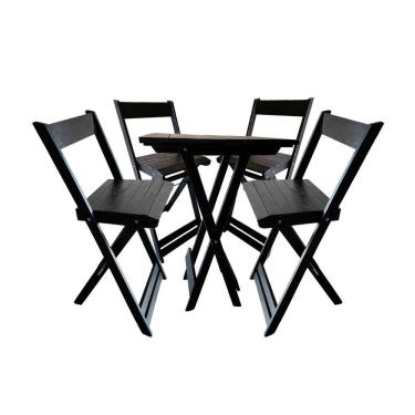 Imagem de Kit Bistrô 4 Banquetas Dobrável De Madeira Para Area Gourmet Preto