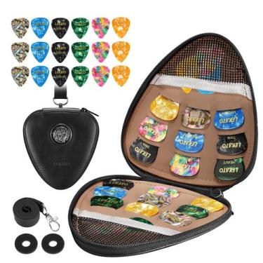 Imagem de Estojo porta-palhetas de guitarra LEKATO com 20 peças de couro PU