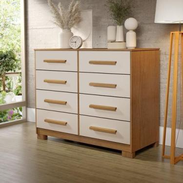 Imagem de Comoda fazzio lara 8 gavetas freijo nature/off white