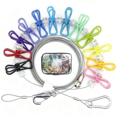 Imagem de AIFOTO Varal Portátil - Cabo De Aço Ajustável, Retrátil, 3-12 Pés, Suporta 30 Libras Sem Ceder, Com 12 Prendedores Roupa, Equipamentos Essenciais Para Viagem E Acampamento Ao Ar Livre