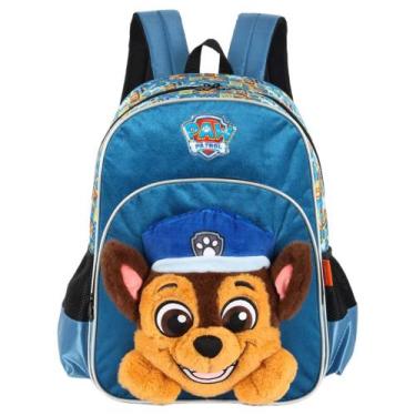 Imagem de Mochila De Costas Escolar Infantil Paw Patrol Pelúcia 3D - Luxcel, Azu