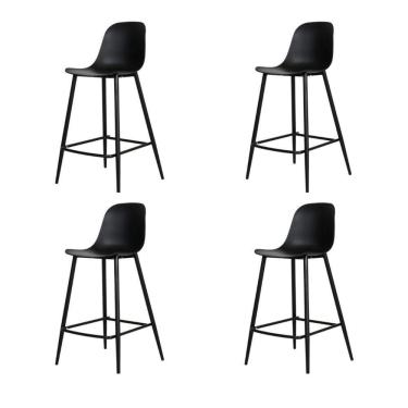 Imagem de Kit 4 Banquetas Médias Miami Abi Fratini 91,50 Cm (altura) Polipropileno Preto Base Em Aço Pintado