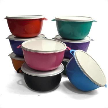 Imagem de Kit Pote Cozinha Bowl 1L Potes Redondos Boll Tampa Branca 5 Unidades -