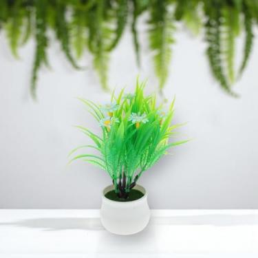 Imagem de Generic 1 peça de plantas artificiais mini girassol vaso artificial de plástico azul lago 8 x 8 x 16 cm
