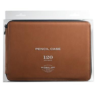 Imagem de Speedball Art Products Estojo de armazenamento de couro genuíno para lápis, marcadores, canetas e materiais de arte, comporta até 120 lápis padrão, marrom antigo
