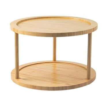Imagem de Organizador Giratório Cozinha Porta Temperos Bancada Bambu (Organizador Duplo)