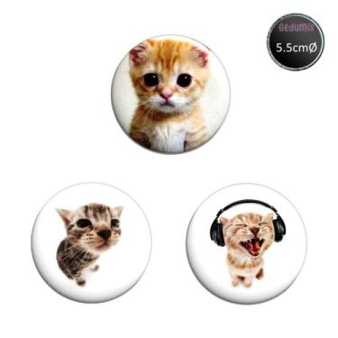 Imagem de Botton GEDUMIX Cat Memes Gatinhos 1.0 - 3 Peças, 5.5cmØ Ímã