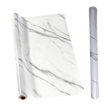 Imagem de Papel de Parede Adesivo Autocolante Flexivel Marmore Falso Reforma Obra Construçao Cozinha Banheiro Moveis Envelopamento
