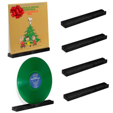 Imagem de Ilyapa Prateleiras de vinil de madeira, suporte de parede, pacote com 6 - suporte de álbum preto - exiba seu LP, destaque o suporte de parede dos discos favoritos, prateleira de decoração