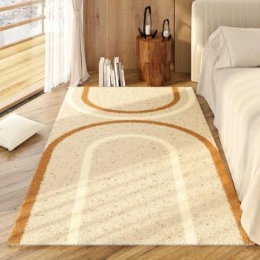 Imagem de Tapetes para quarto, decoração de sala de estar luxuosa e leve, tapete macio e fofo para cabeceira, tapete grosso e felpudo (80x160cm/I)