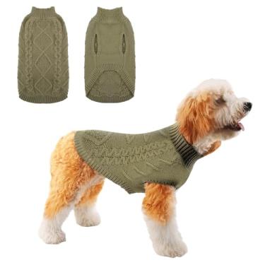 Imagem de TONY HOBY Suéter de cachorro pequeno de malha quente para cachorro, casaco de inverno para cachorrinho, pulôver de clima frio, suéter clássico de tricô para cachorro, roupas grossas e quentes para