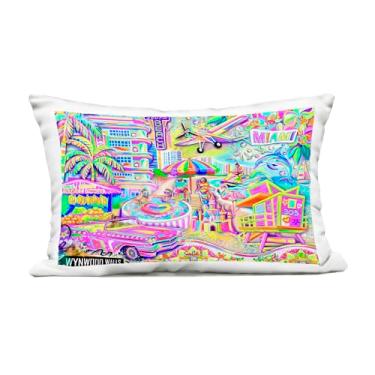 Imagem de Stupell Industries Travesseiro Miami Fun Collage impresso ao ar livre, design por Jess Stempel