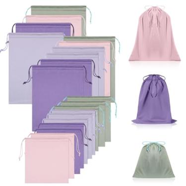 Imagem de Hillban 20 bolsas de brinquedo de cetim com cordão organizador de brinquedos de seda bolsa de presente leve multiuso dobrável saco de viagem para mulheres e homens, 3 tamanhos (P, M, G, cor clara)