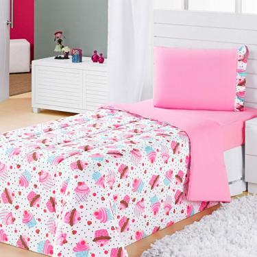 Imagem de Coberdrom Edredom Solteiro Alegria Dupla Face Cuokape Rosa 100% Poliéster