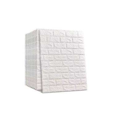 Imagem de Papel Parede Painel 3d Tijolinho Branco Placa Auto Adesivo Revestimento Espuma 77x70cm Grande