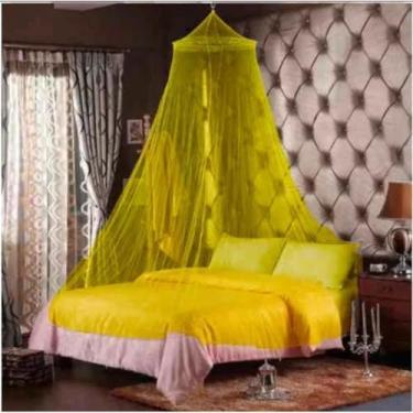 Imagem de Mosquiteiro Teto Casal/Queen com Elástico – Renda Filo, Proteção Contra Mosquitos e Insetos(Amarelo)