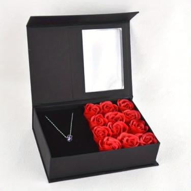 Imagem de Caixa de anel de rosa, caixa de presente, colar de rosa eterna, pulseiras, dia dos namorados, Natal, Ação de Graças, aniversário, romântico para mulheres, mãe, esposa, namorada, 12 rosas