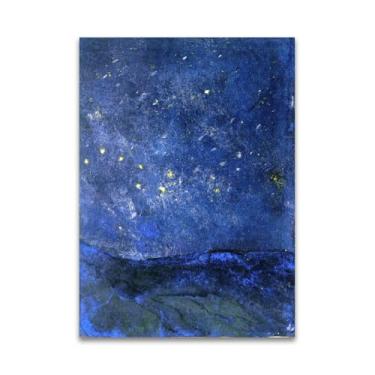 Imagem de RYLJCZ Pinturas famosas abstratas. Pôsteres e impressões de arte de Emil Nolde (céu estrelado). Reprodução em tela. Quadro decorativo para sala de estar. (40 x 60 cm (15,8 x 23,7 pol)/sem moldura)