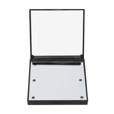 Imagem de Espelho de maquiagem para viagem com iluminação LED, dupla face, ampliação 2X, luz branca brilhante, compacto, dobrável, espelho de bolso para bolsa, mulheres, meninas, vidro ABS (Preta)