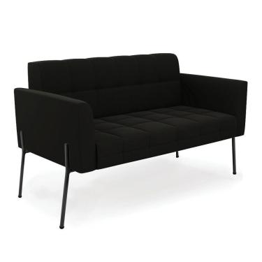 Imagem de Sofá Namoradeira 2 Lugares Pé De Ferro Preto Elisa Suede D03 - D'rossi Cor Preto