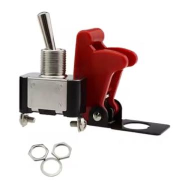 Imagem de Chave Tic Tac Tipo Caça 2 Posições Liga/Desliga, Vermelho e Preto, com Tampa de Segurança, Metal e Plástico, para Sistemas de Ignição