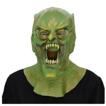Imagem de Máscara facial completa de látex com capacete Green Goblins Party Cosp