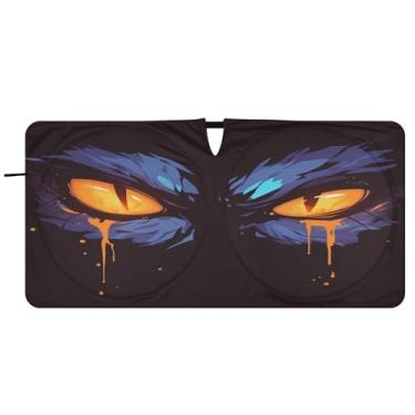 Imagem de ATTX Para-brisa de carro Dragon Eyes - 157.5 cm x 81.3 cm Universal Sun Shield Visor| Acessórios automotivos refletores de calor para proteção do para-brisa dianteiro #513