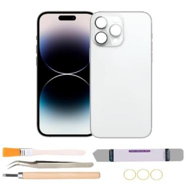 Imagem de Substituição de vidro da tampa traseira compatível com iPhone 14 Pro Max com kits de ferramentas de reparo (branco)