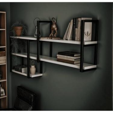 Imagem de Prateleira Suspensa Industrial | Estante de Parede 3 Prateleiras em MDF 15mm com Suportes de Aço, 3 Tamanhos (70 e 120cm)(Branco)