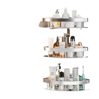 Imagem de Suporte Para Champô Sem Furos - Prateleira Adesiva, Suporte Para Casa De Banho(KIT 3 - Triângulos-Prateado)