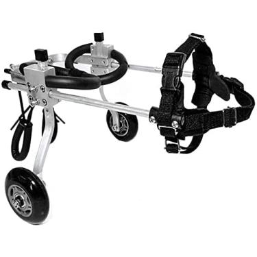 Imagem de PUJPOQRP Cadeira de rodas para cães, cadeira de rodas para cães, estrutura de caminhada assistida com perna traseira, ajustável, aço inoxidável, reabilitação, carrinho de 2 rodas para animais de