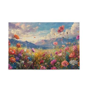 Imagem de WELLDAY Quebra-cabeça lindas flores de campo 500 peças grande jogo de arte para adultos adolescentes