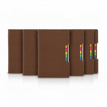 Imagem de Caderno de Anotações com Sticky Notes, Capa em Material Sintético, 80 Folhas Pautadas Bege, 21x15x1,5cm (10, Marrom)