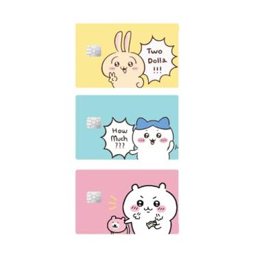 Imagem de Cute Kawaii Chiika cartão de crédito débito comida cupom impermeável DTF UV Skin Cover conjunto de 3 peças (chip grande, conjunto C)