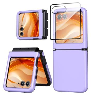 Imagem de Tccvayar Capa para Motorola Razr 2024/2025 [não é para Plus ou Ultra] com protetor de tela e proteção de dobradiça, TPU macio e policarbonato rígido de camada dupla fina à prova de choque para Moto