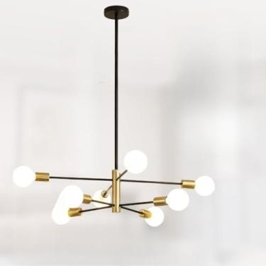 Imagem de 8 Lâmpadas Dourado Luminárias De Teto Lustre Sala Moderno(Preto+Dourado-8 cabeças)