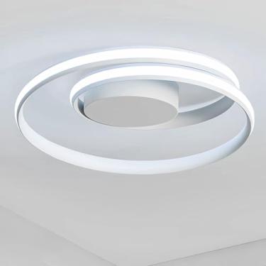Imagem de Luminária de teto LED moderna em formato de anel, feita de alumínio e silicone, Φ60CM, 50W, 4000LM, para sala de estar, sala de jantar, cozinha, escritório e quarto, luz branca (6000K).