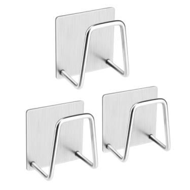 Imagem de Kit 3 Porta Esponja em Aço Inox Escovado, Suporte Adesivo para Pia de Cozinha